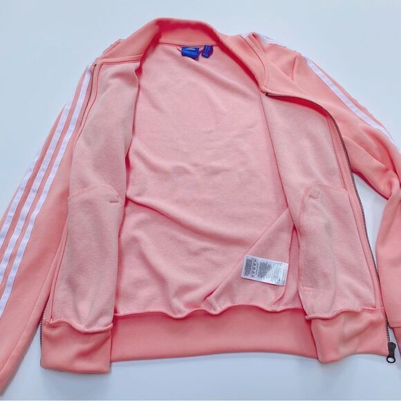 Adidas Originals Women’s Zip Up Track Jacket Light Peach Pink White 0 - Picture 7 of 12